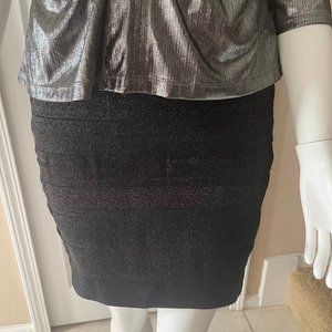 Express USED Black Metallic Bandage Skirt SIZE XS